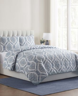 Sea Damask 3-Piece Quilt Set, Full/Queen