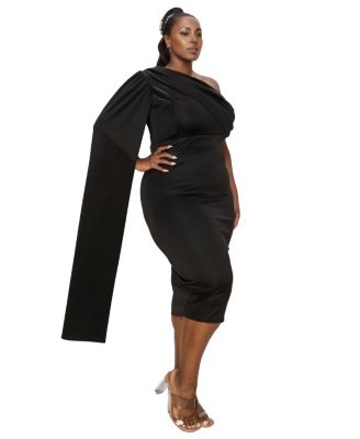Plus Size Spade One Shoulder Cape Dress