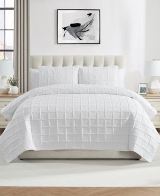 Solid Square 3-Piece Quilt Set, Full/Queen