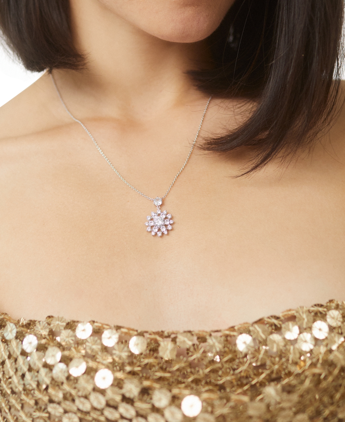 Macy's snowflake necklace clearance