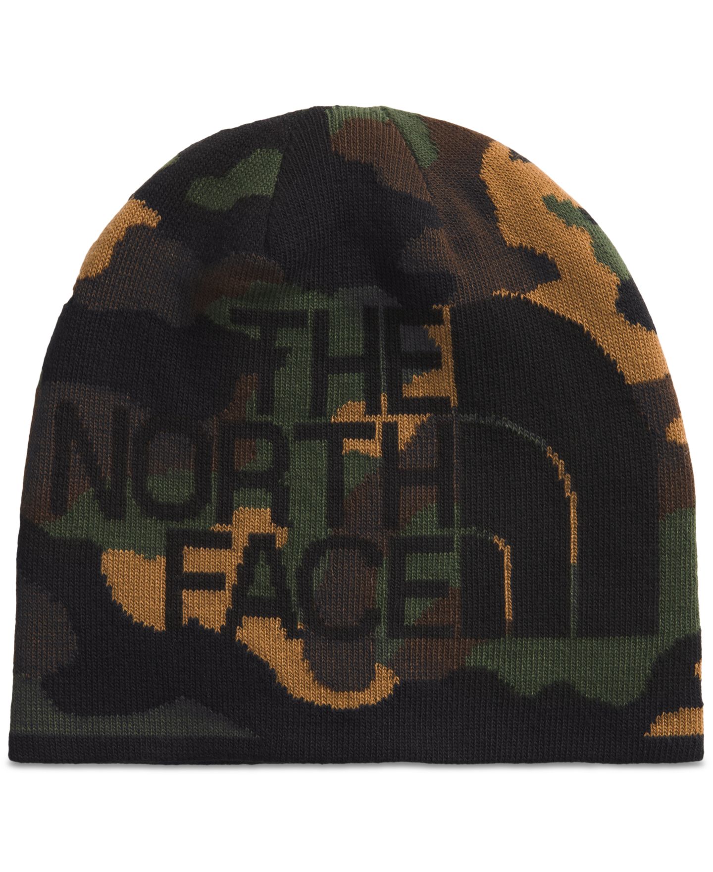 Мужская шапка The North Face Classic Fit Reversible Highline Beanie, цвет: Чёрный камуфляжный с принтом / Чёрный — фото 1