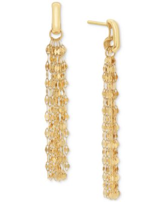 Mirror Chain Multi-Strand Linear Drop Earrings in 10k Gold