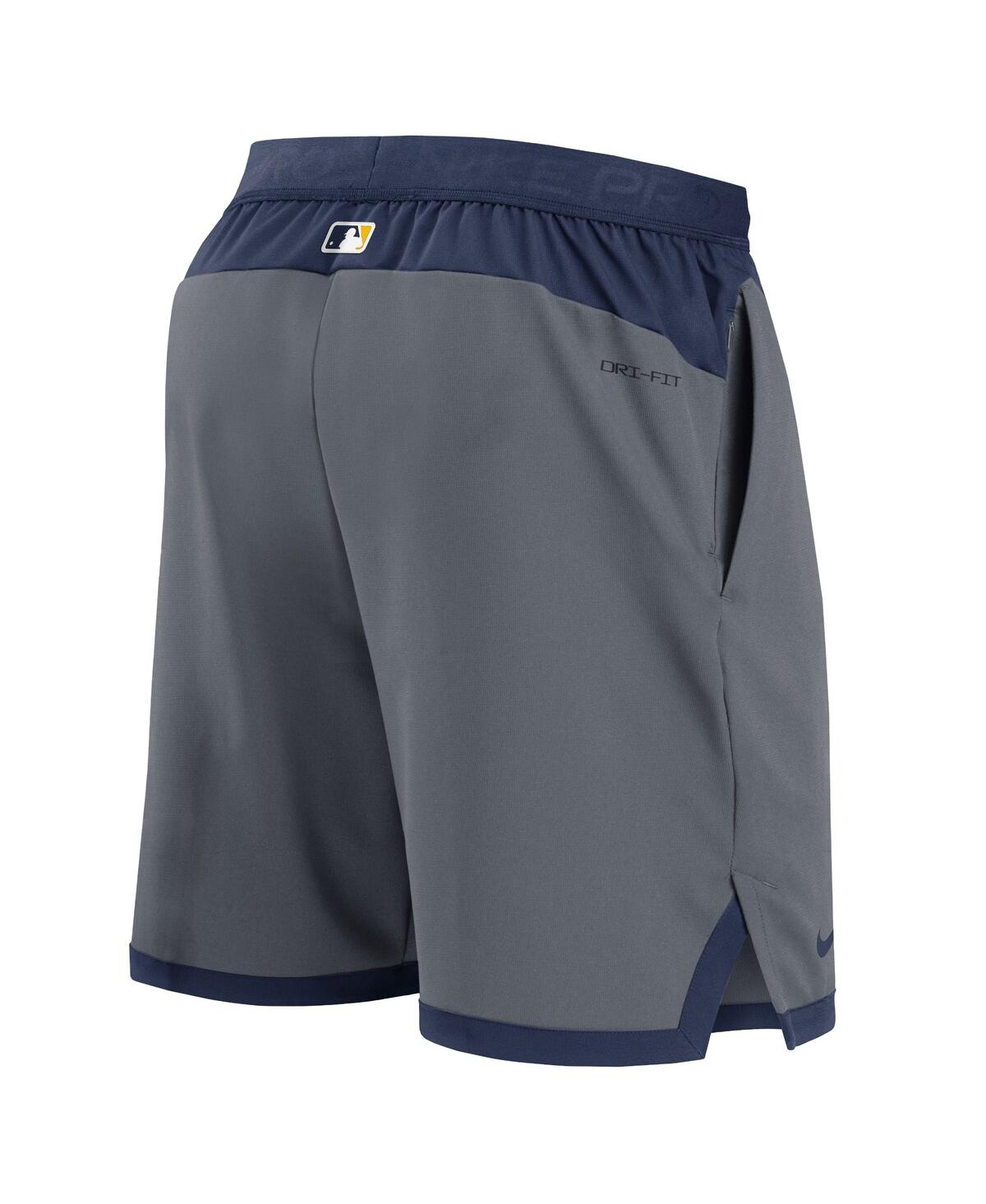 Nike Men's Gray Milwaukee Brewers Authentic Collection Flex Vent Performance Shorts In Gray,navy