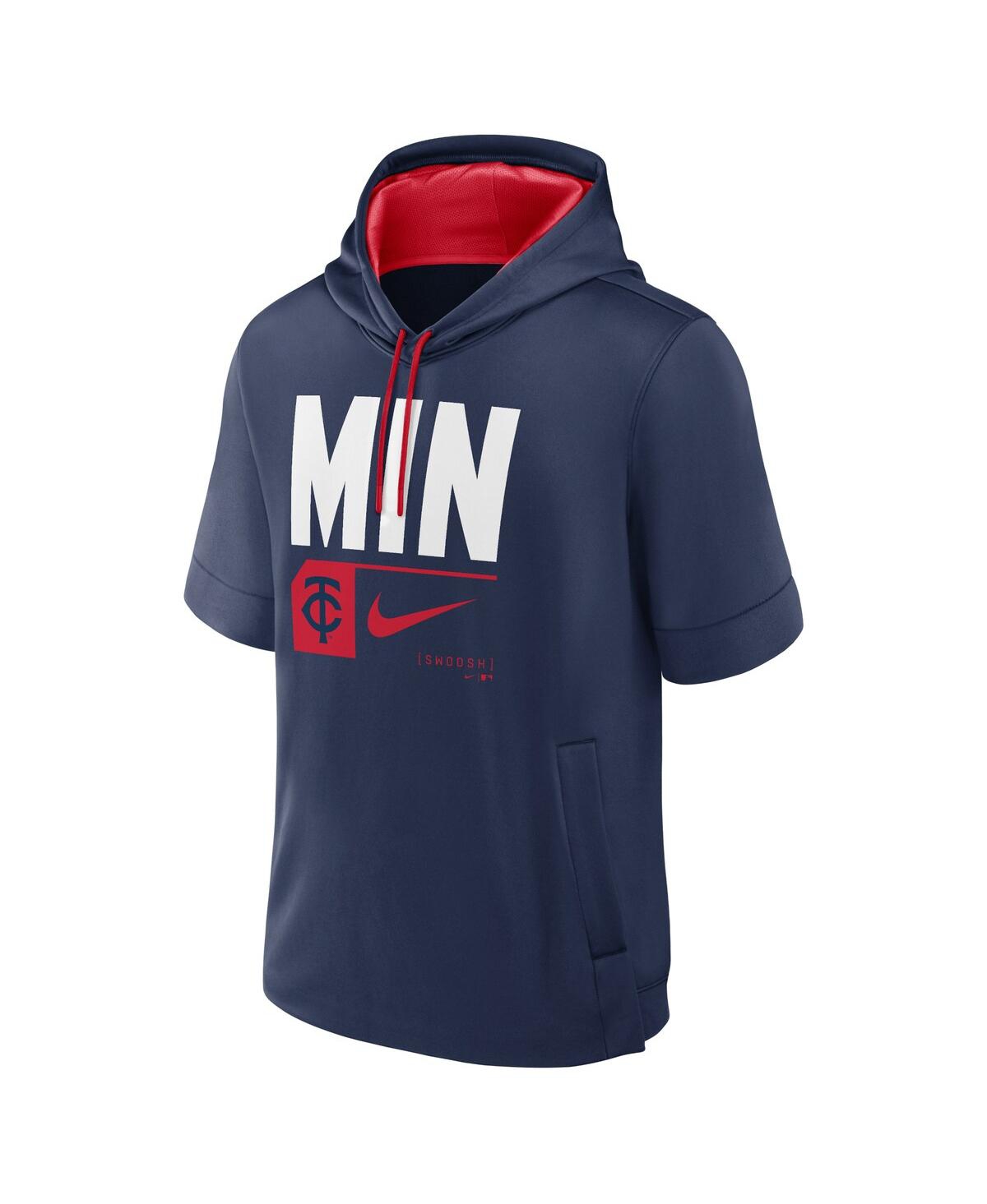Nike Men'sMinnesota Twins Tri Code Lockup Short Sleeve Pullover Hoodie - Navy, Red