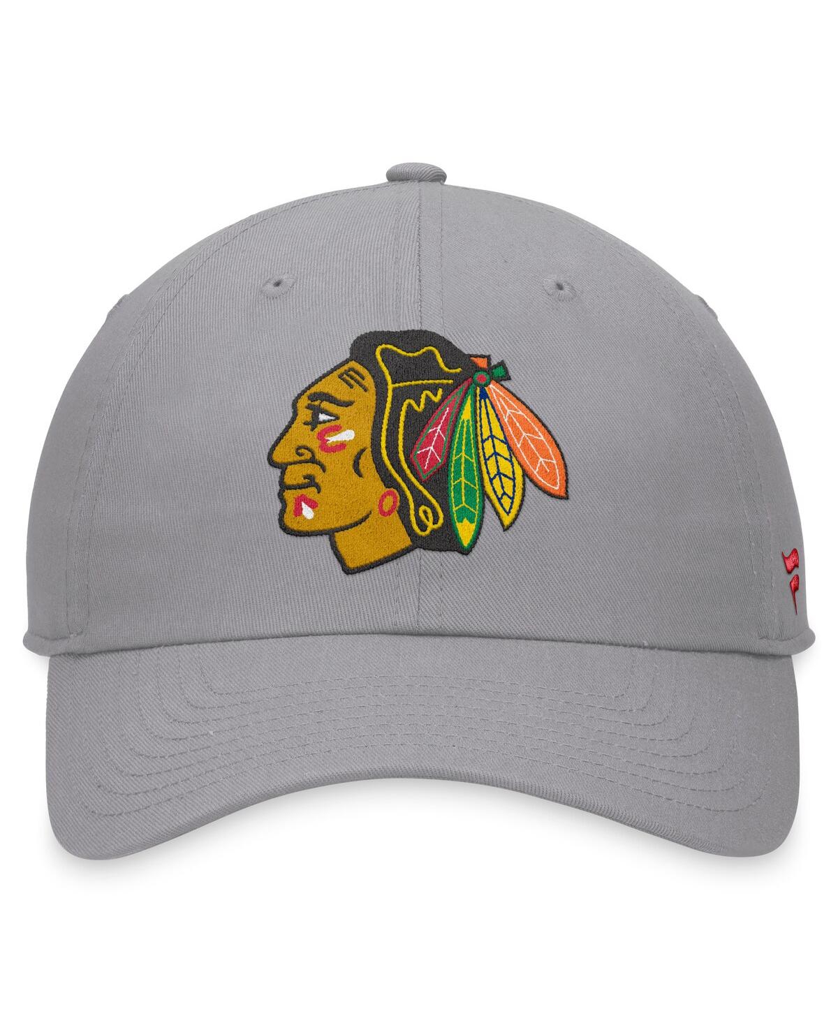Fanatics Men's Gray Chicago Blackhawks Extra Time Adjustable Hat In Gray
