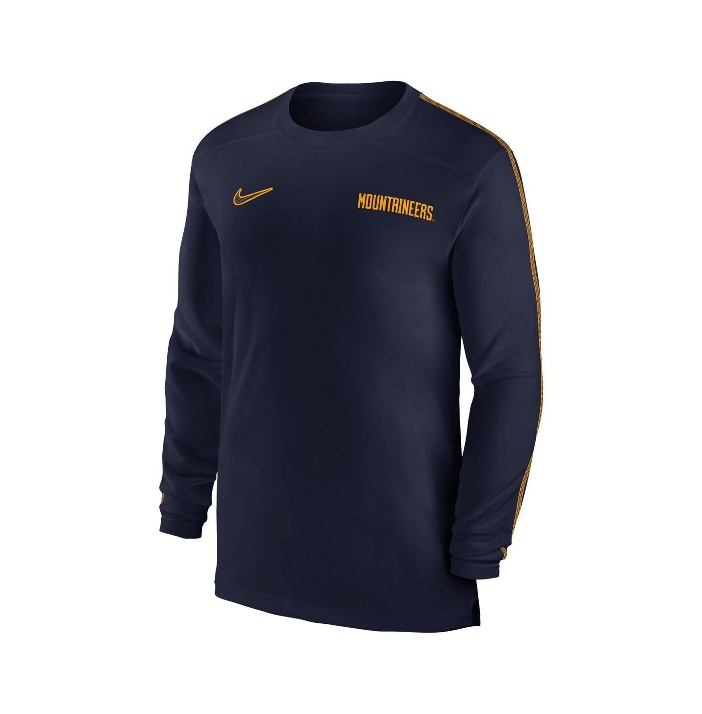 Мужская футболка Nike Navy West Virginia Mountaineers 2024 Sideline Coach UV Performance Long Sleeve — фото 2