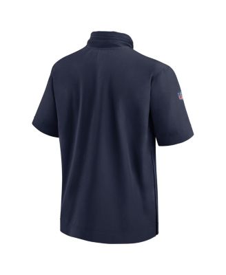 Men's College Navy Seattle Seahawks 2024 Sideline Coach Short Sleeve Half-Zip Hoodie Jacket