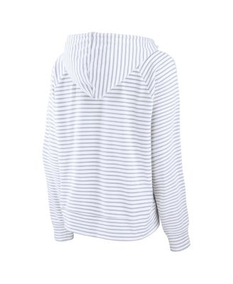 Women's White/Gray Tennessee Titans Striped Notch Neck Pullover Hoodie