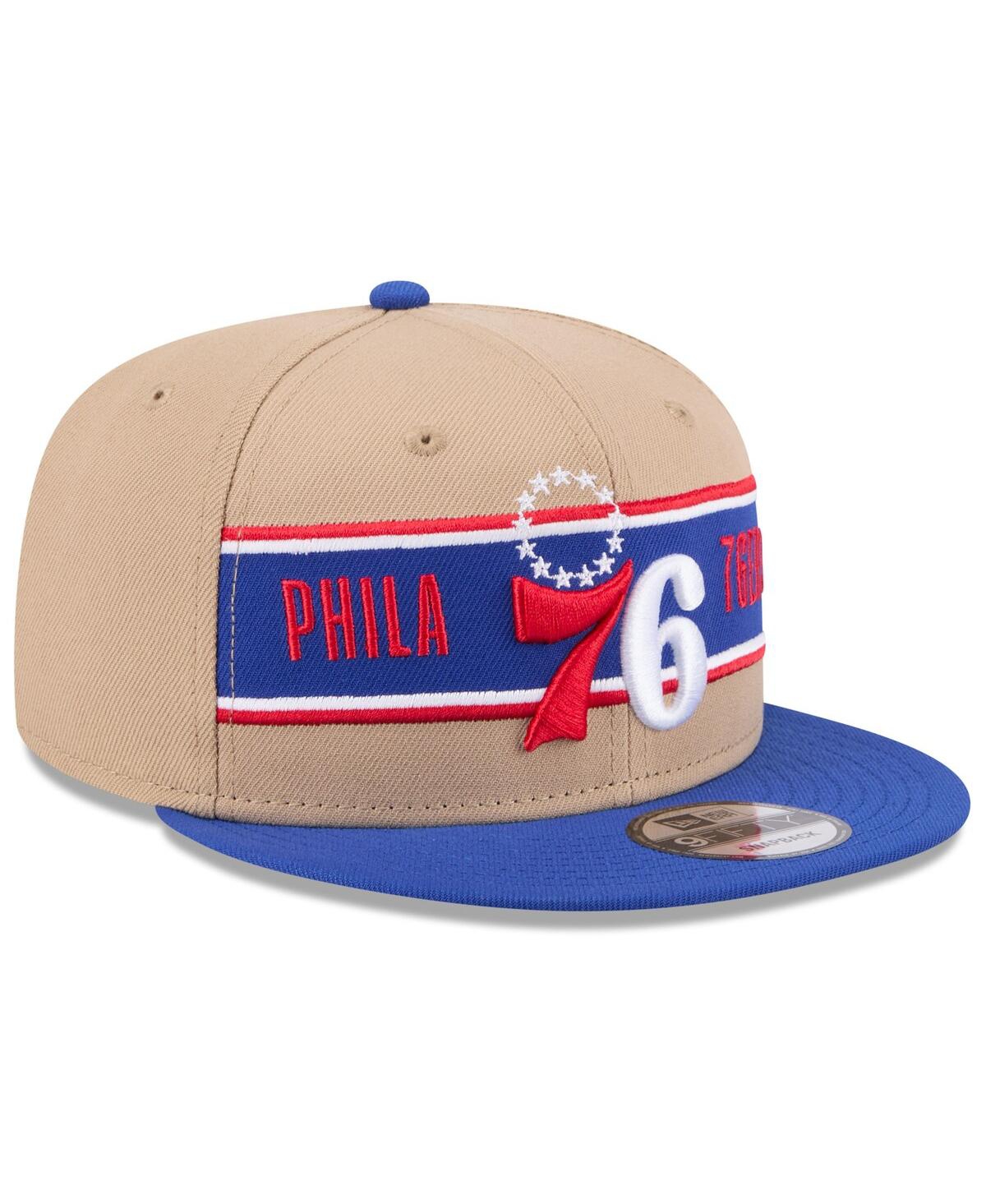Shop New Era Men's Tan/royal Philadelphia 76ers 2024 Nba Draft 9fifty Snapback Hat In Tan,royal
