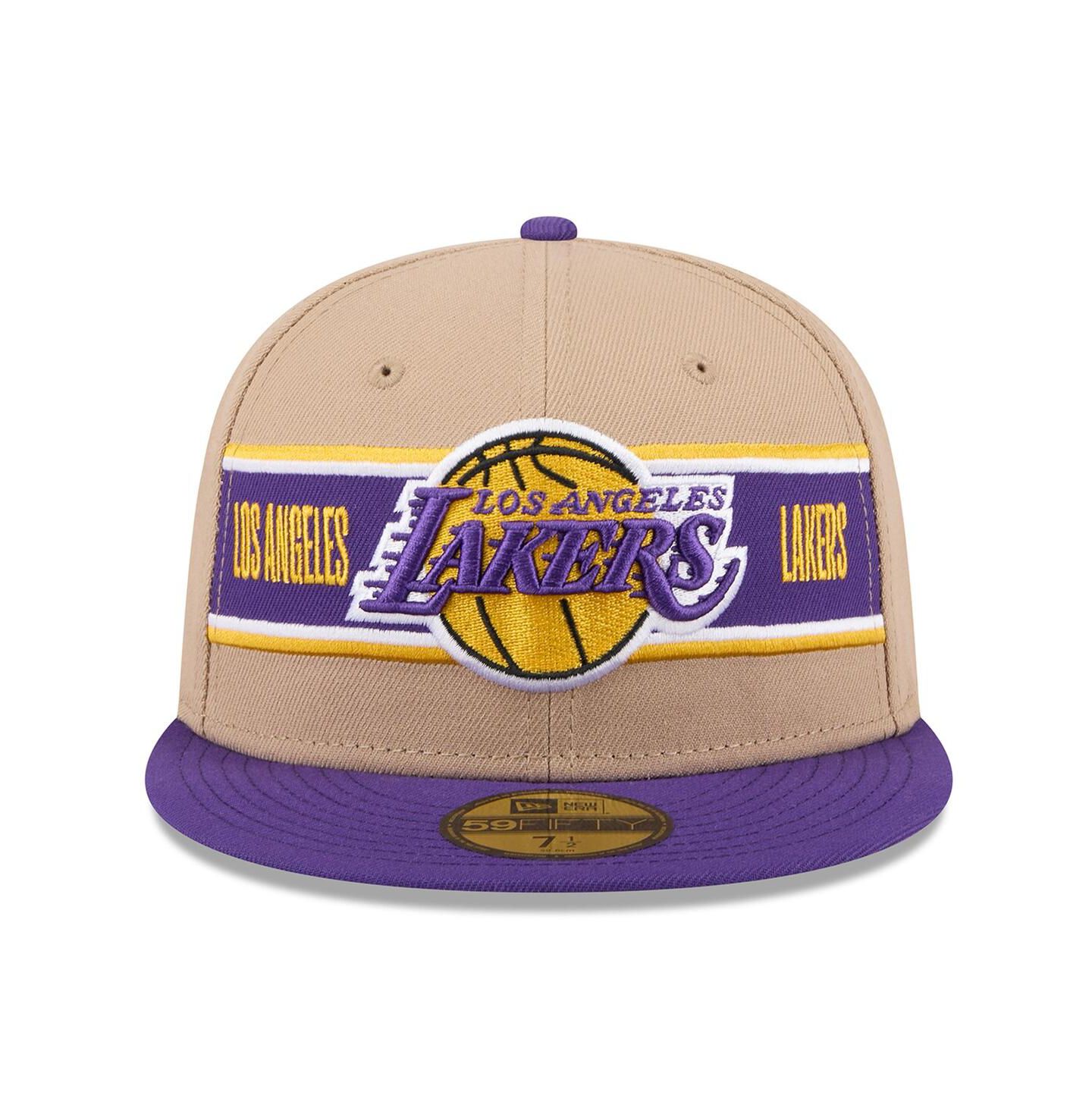Мужская кепка New Era Tan/Purple Los Angeles Lakers 2024 NBA Draft 59FIFTY Fitted Hat — фото 3