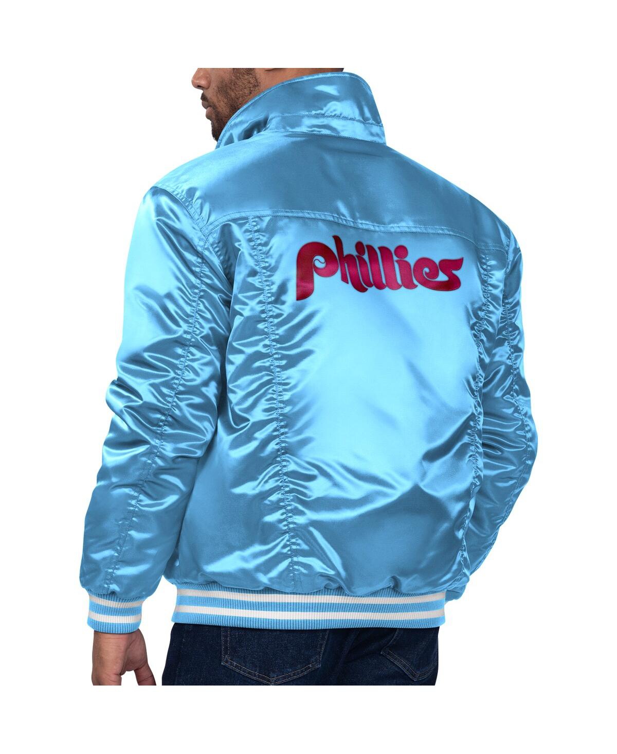 Levi's x Starter Men'sPhiladelphia Phillies Silver Tab Satin Full-Snap Trucker Jacket - Light Blue