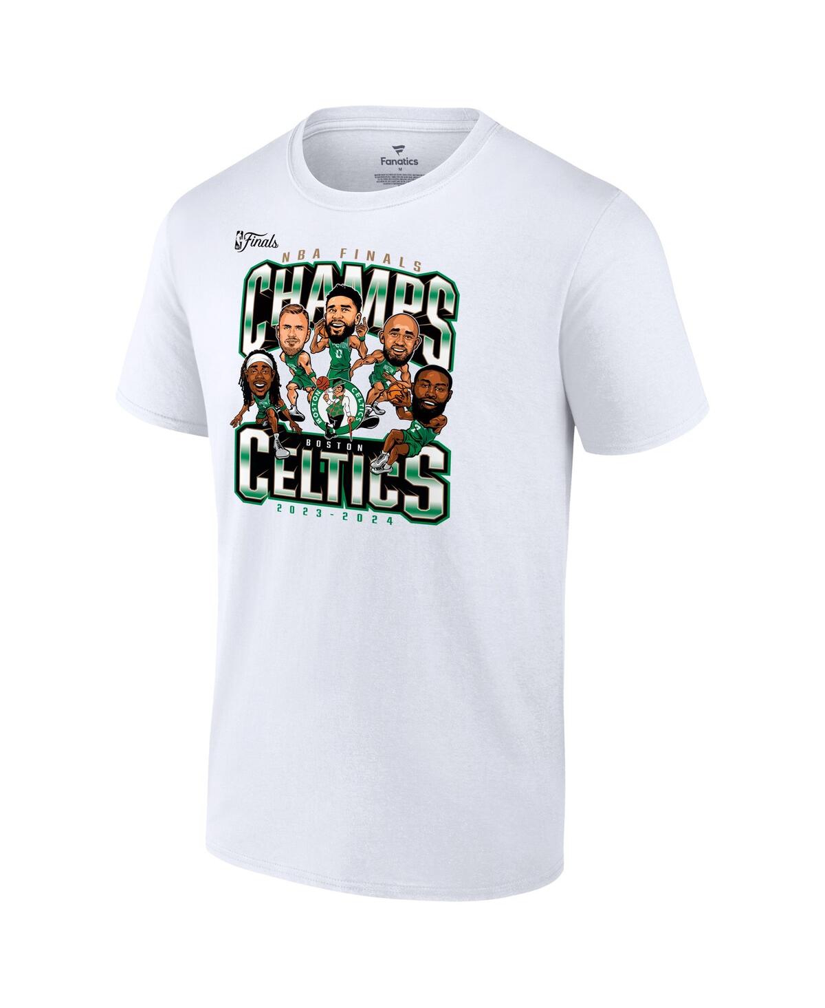 Fanatics Men'sBoston Celtics 2024 Nba Finals Champions Pull Up Jumper Caricature T-Shirt - White