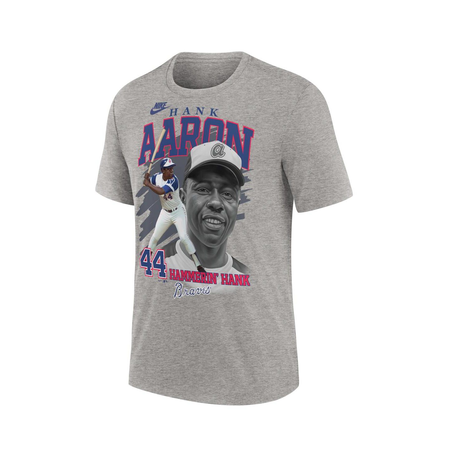 Мужская футболка Nike Hank Aaron Heather Gray Atlanta Braves Cooperstown Collection Player Local — фото 3