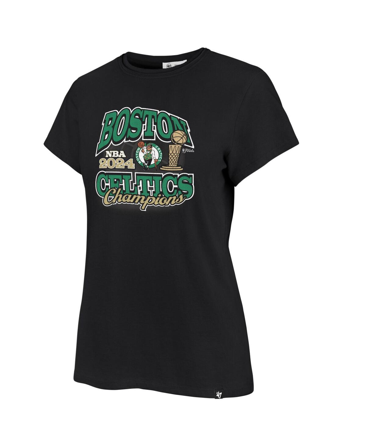 47 BRAND WOMEN'S BLACK BOSTON CELTICS 2024 NBA FINALS CHAMPIONS TROPHY FRANKLIN T-SHIRT 