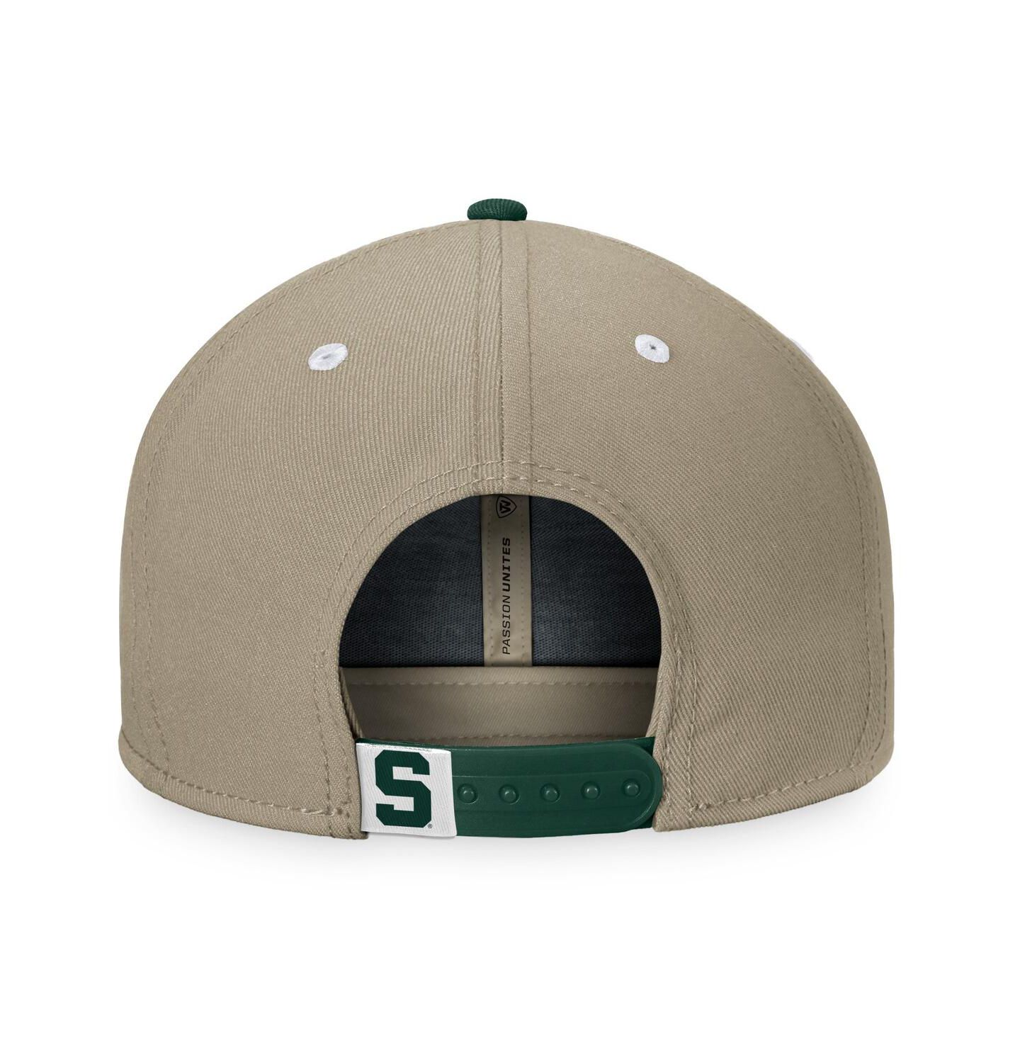 Мужская кепка Top of the World Khaki/Green Michigan State Spartans Land Snapback Hat — фото 4
