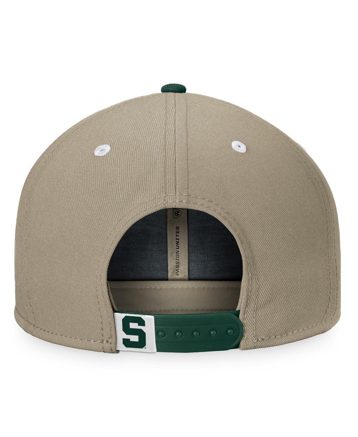 Top Of The World Men's Khaki/green Michigan State Spartans Land Snapback Hat In Khaki,forest Green