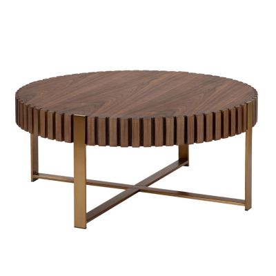 Streamdale Modern Wood Coffee Table with Stainless Steel Pedestal Base