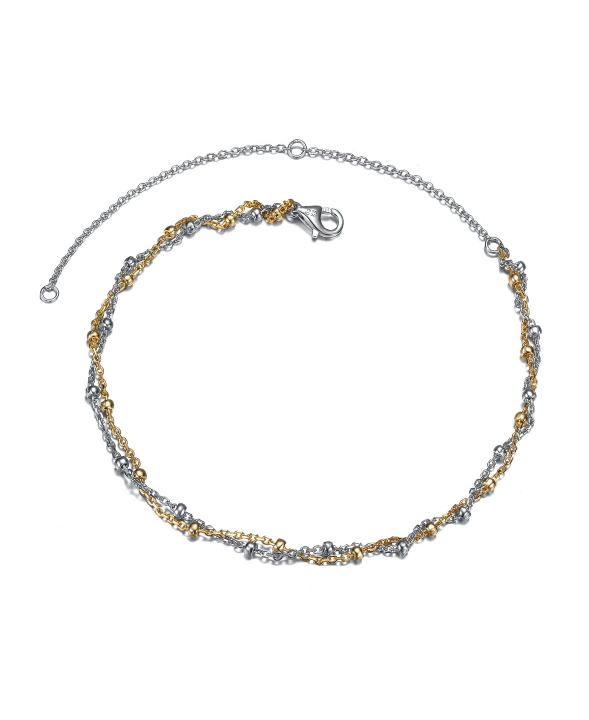 Sterling Silver Two-Tone Entwined Double-Layer Chain Anklet - Open miscellaneous