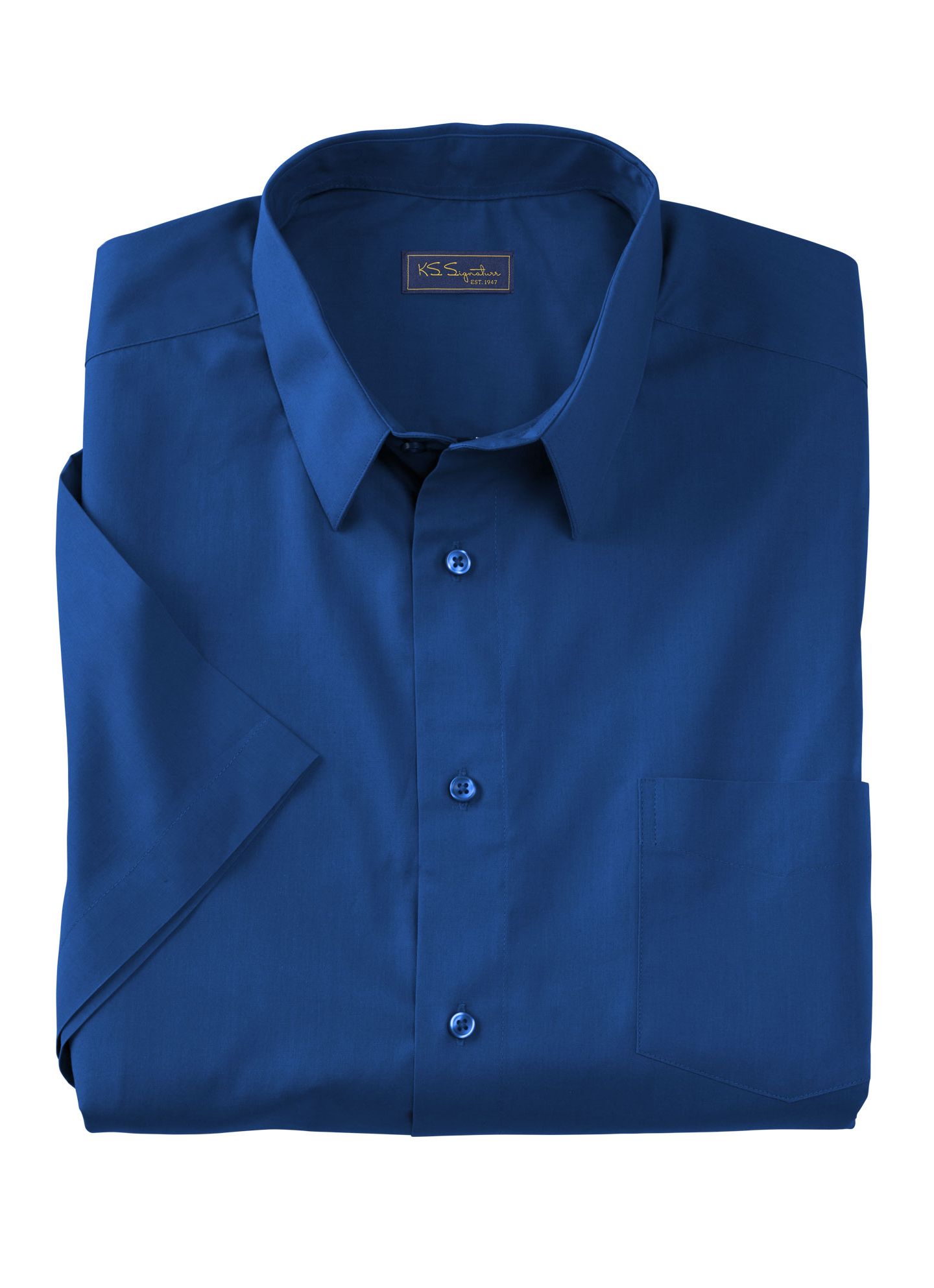Мужская рубашка KingSize Wrinkle-Free Short-Sleeve Dress Shirt, цвет: Полуночный тёмно-синий — фото 3
