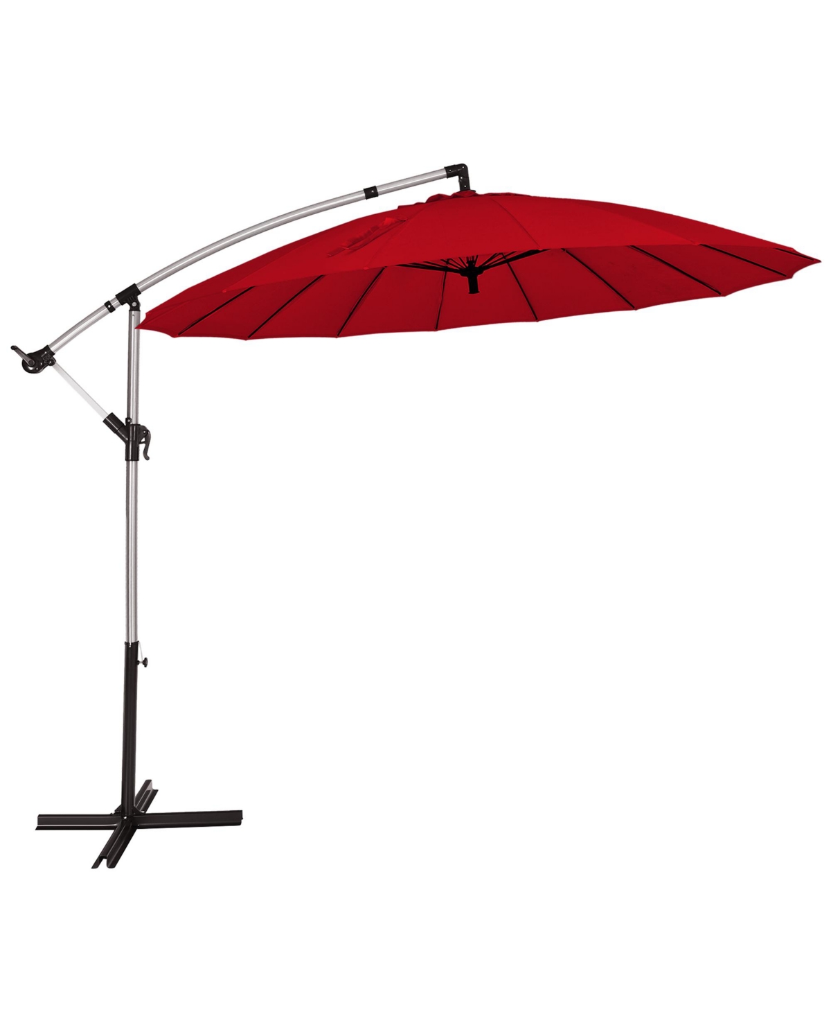 Gymax 10FT Patio Offset Hanging Umbrella Cantilever Umbrella w/ Tilt Adjustment Burgundy