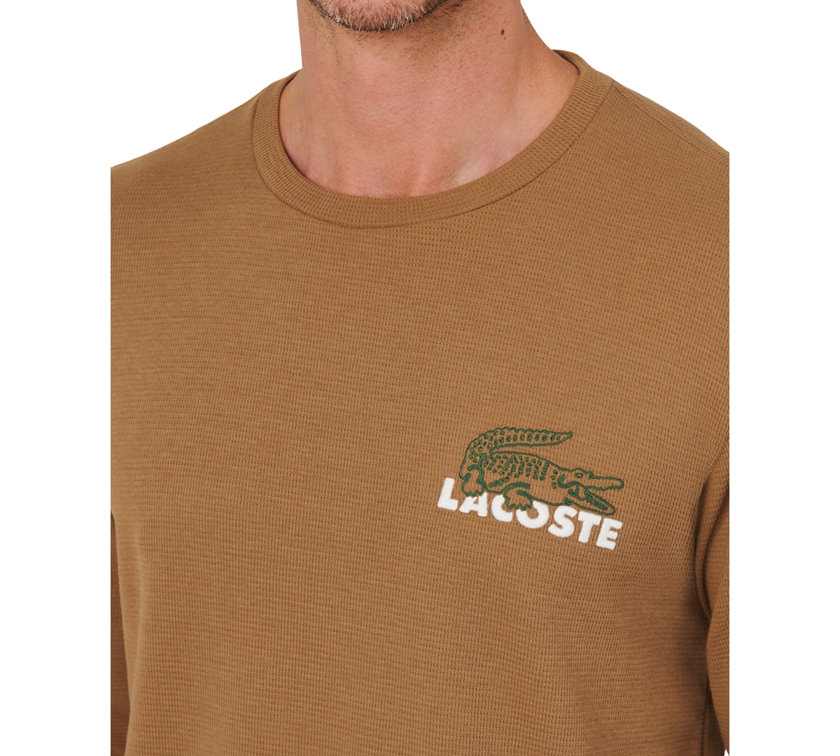 Lacoste Men's Large Croc Thermal Waffle Sleep Shirt