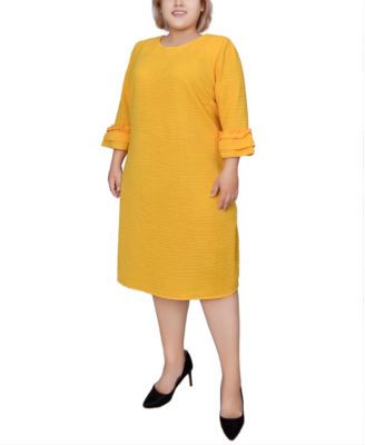 Plus Size 3/4 Length Sleeve Textured Knit Dress
