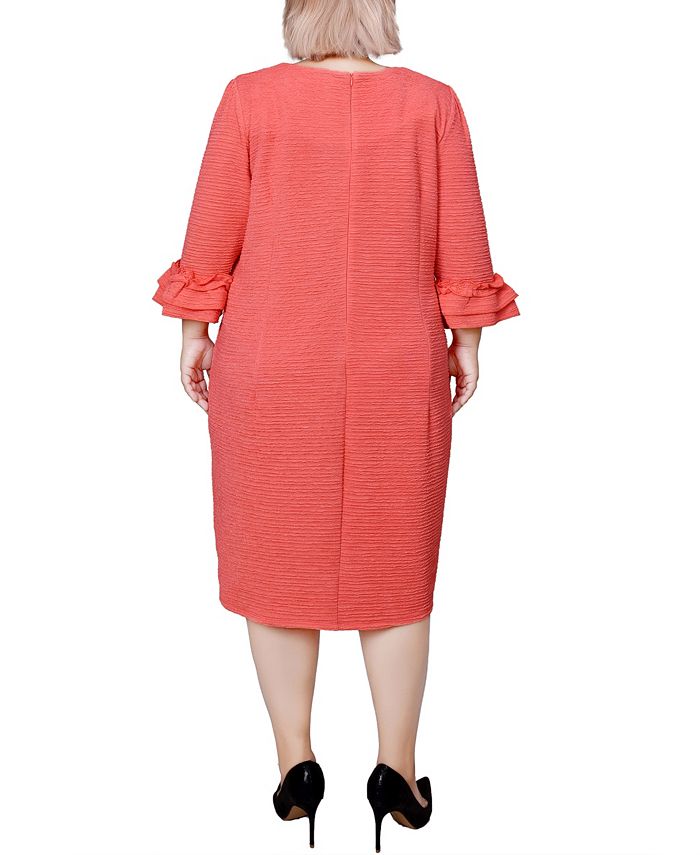 NY Collection Plus Size 3/4 Length Pearl Detail Dress