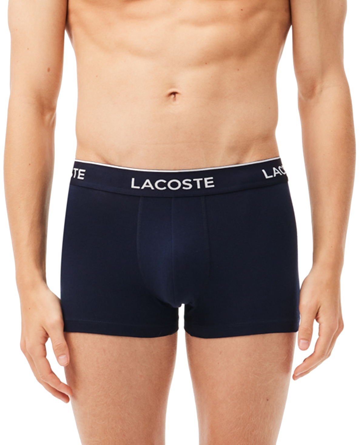 LACOSTE MEN'S 3-PACK REGULAR-FIT LOGO WAISTBAND TRUNK UNDERWEAR