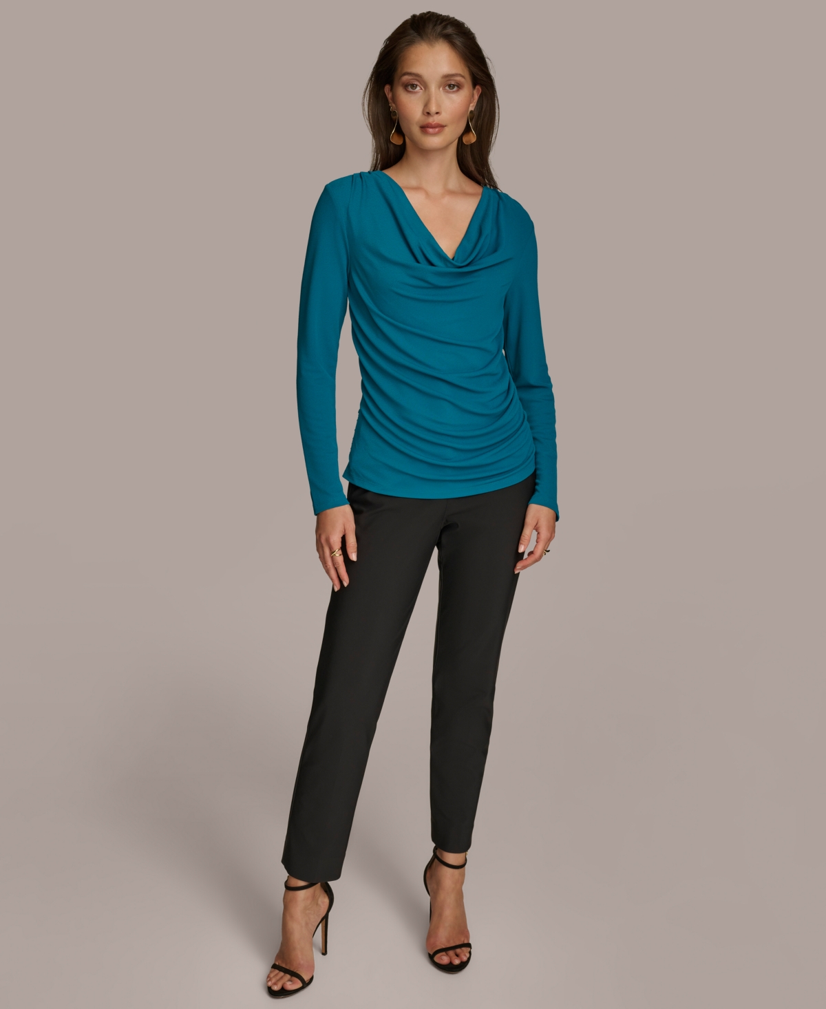 Donna Karan Women's Long-Sleeve Cowl-Neck Blouse