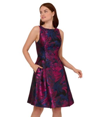 Adrianna Papell Women's Floral-Jacquard Sleeveless Fit