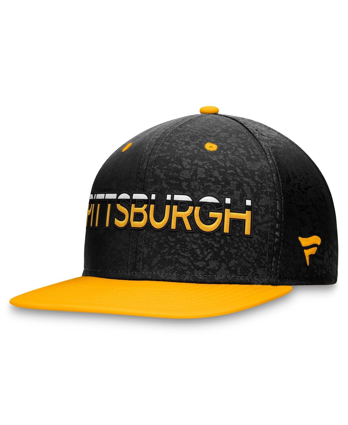 Fanatics Men's Black/gold Pittsburgh Penguins Authentic Pro Rink Two-tone Snapback Hat In Black,gold