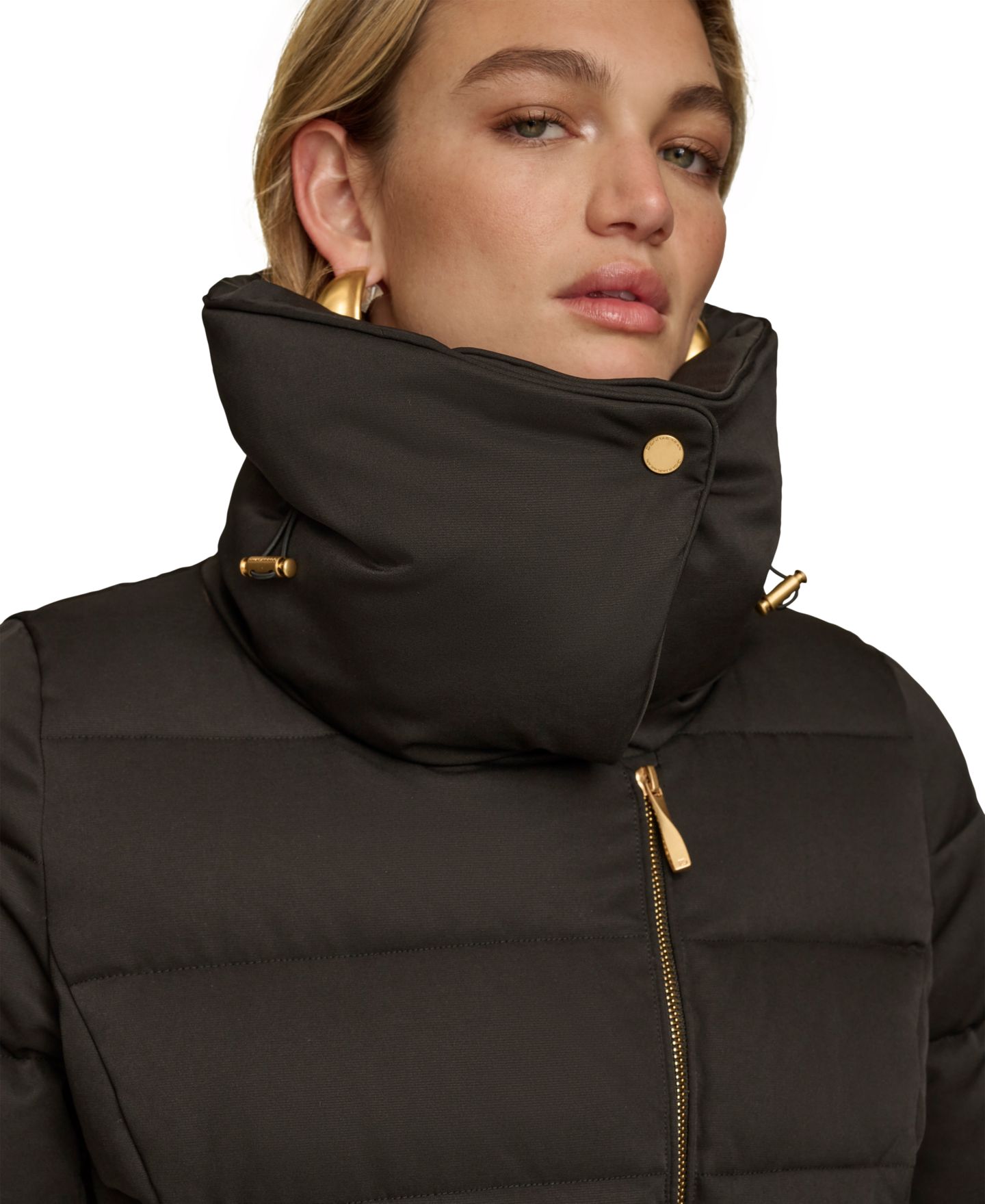 Женская куртка Donna Karan New York Belted Asymmetric Puffer, цвет: Чёрный — фото 6