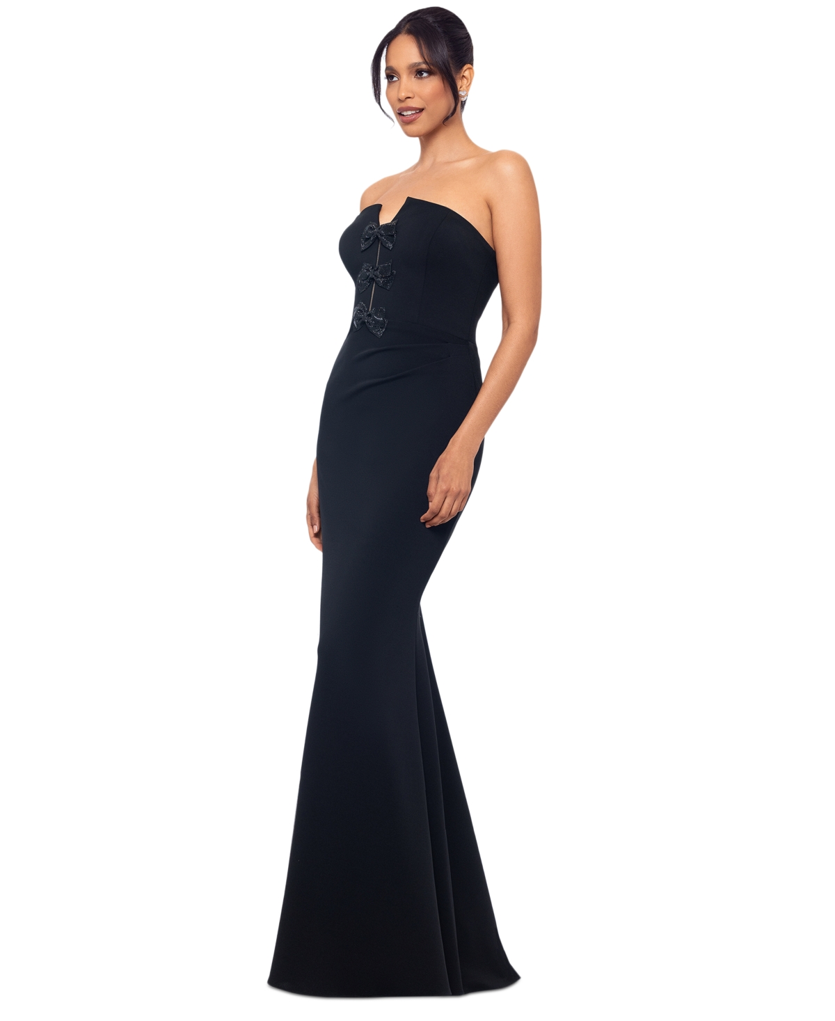 Betsy & Adam Women's Bow Sweetheart-Neck Strapless Gown