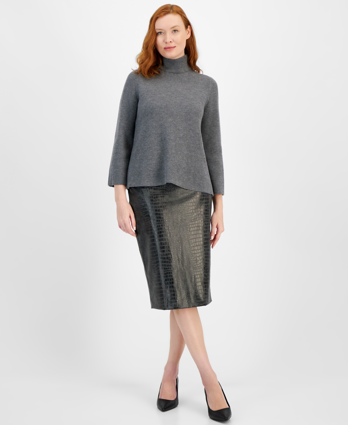 Anne Klein Women's Faux Alligator Shimmer Skirt