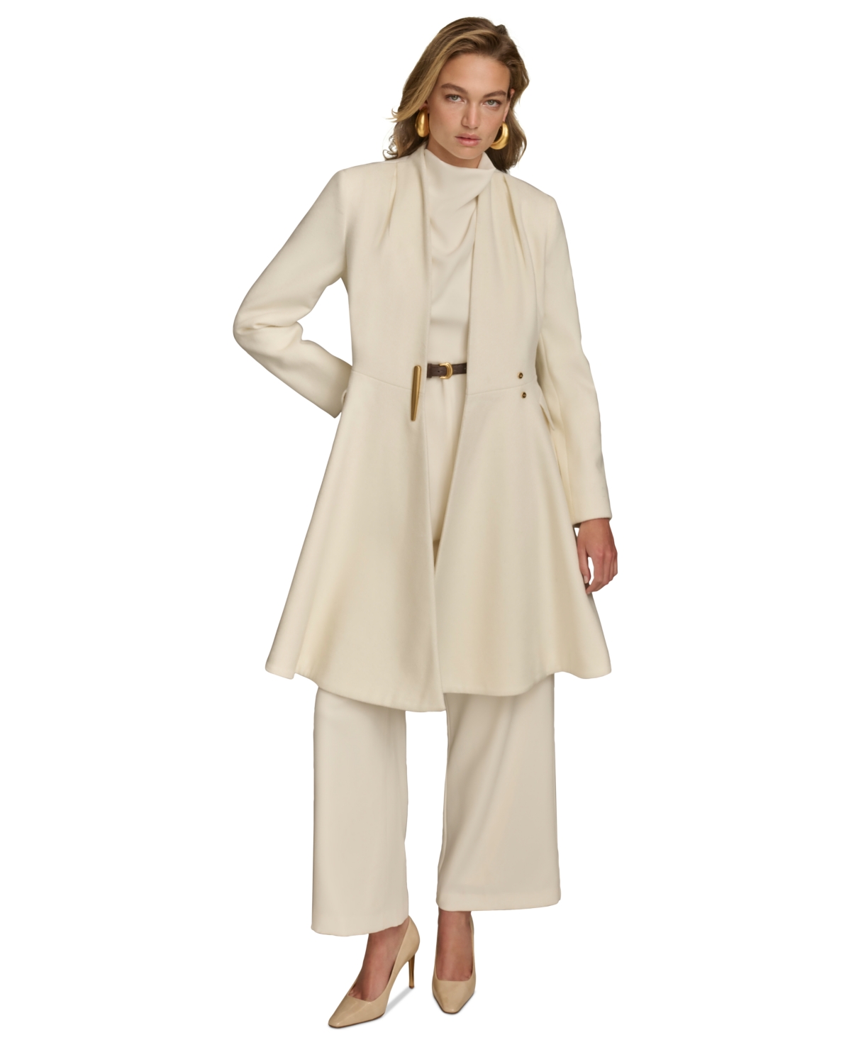 Donna Karan New York Women's Pleated Single-Breasted Coat