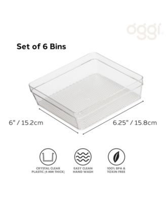 - Set of 6 - 6&amp;quot; X 6.25&amp;quot; Clear Drawer Organizer