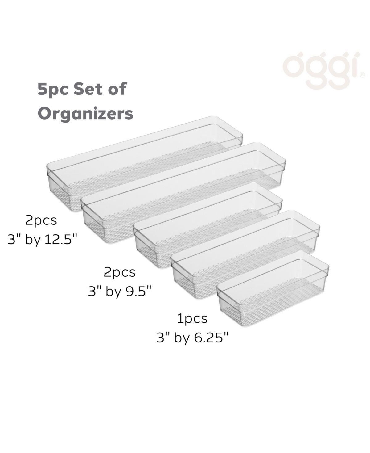 OGGI SET OF 5 CLEAR DRAWER ORGANIZERS 