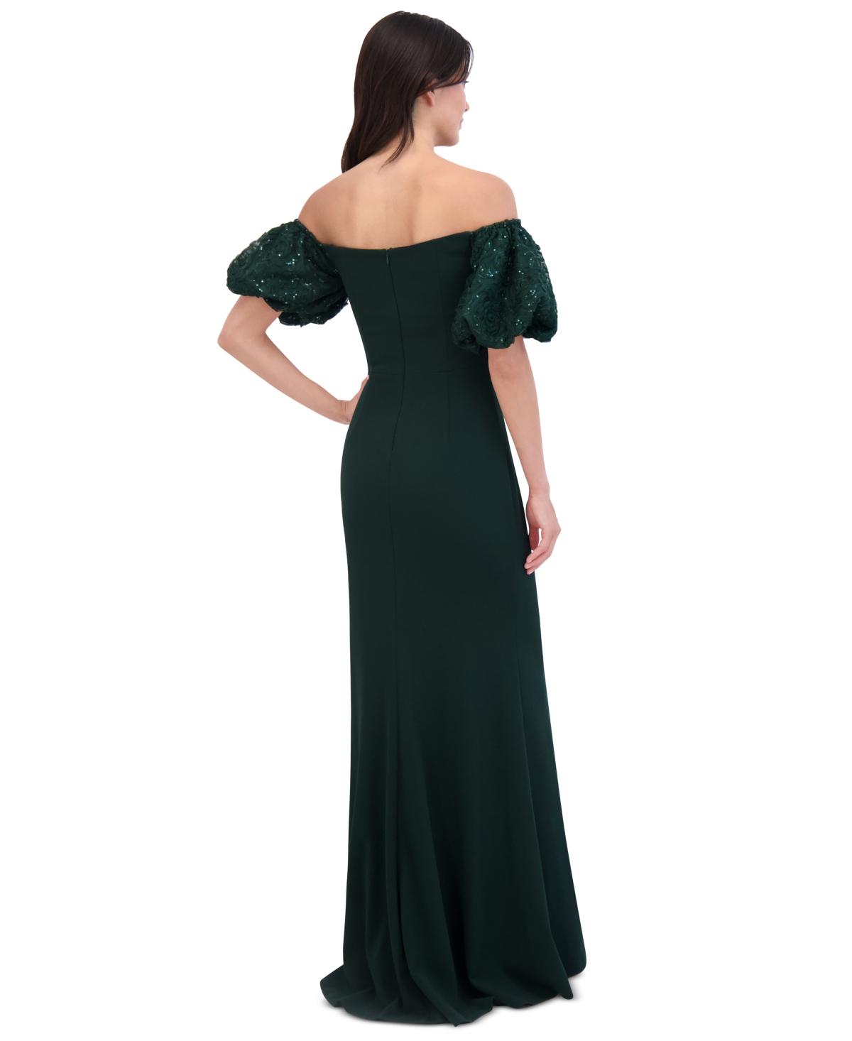 Eliza j asymmetrical scuba off the shoulder gown sales