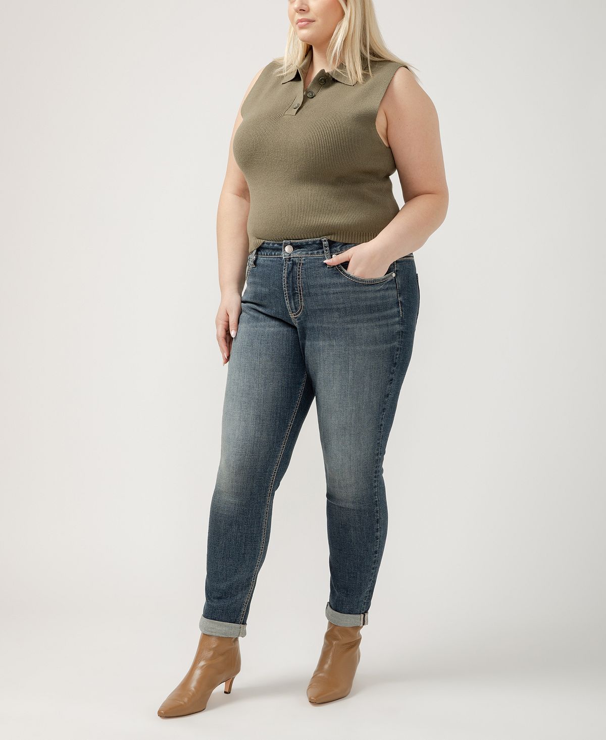 Silver Jeans Co. Plus Size Girlfriend Mid Rise Skinny Leg Jeans view 6 — MAYCSS fashion products