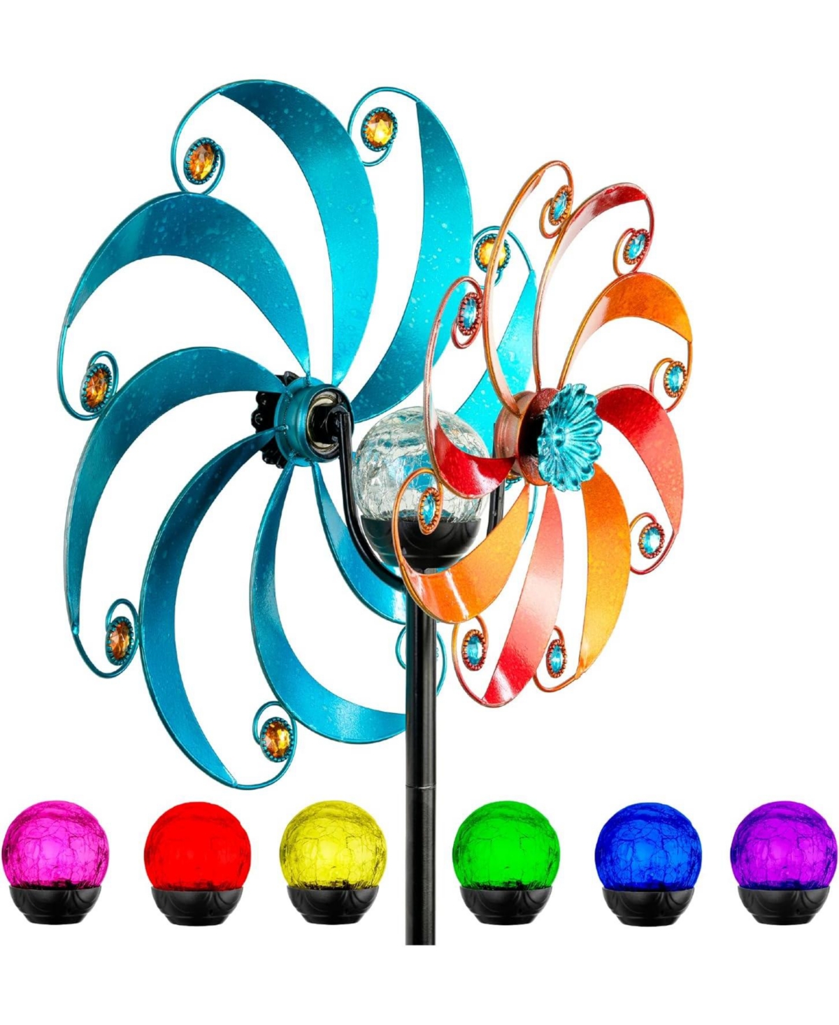 Solar Garden Wind Spinner Halloween Christmas Decor - Multicolor