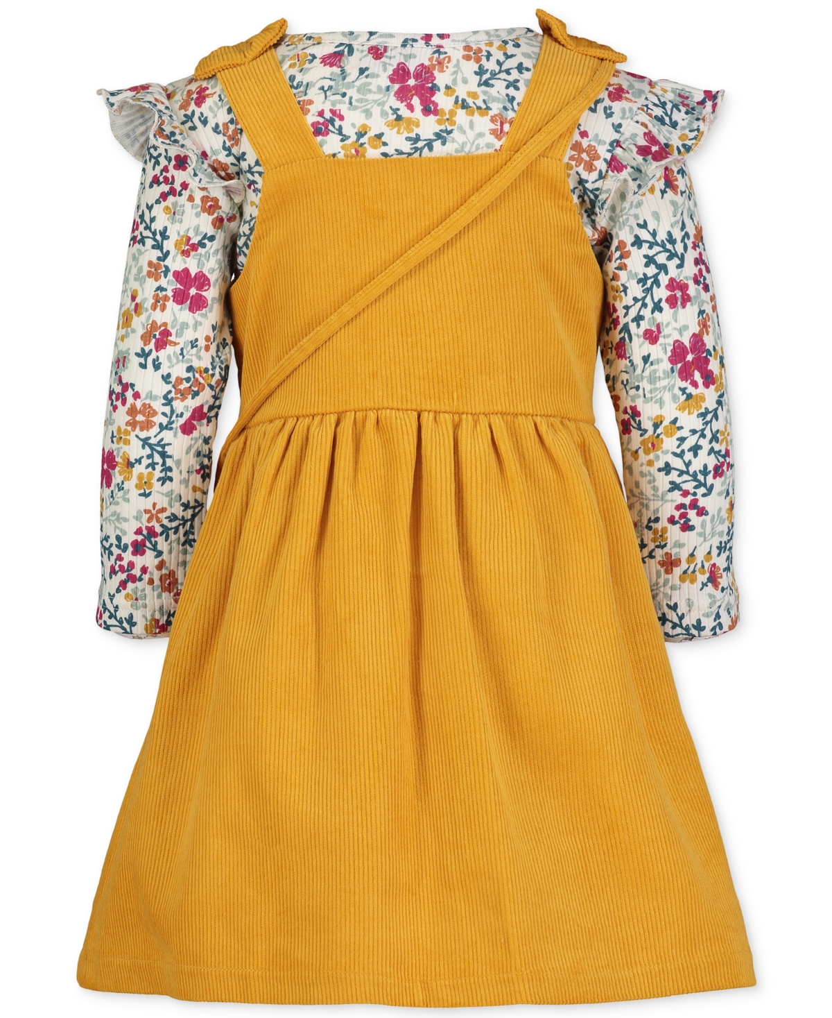 Blueberi Boulevard Little Girls Top, Corduroy Dress and Crossbody Bag Set