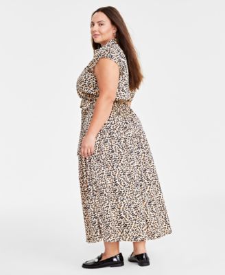 On 34th Trendy Plus Size Animal-Print Maxi Dress, Created for Macy's 