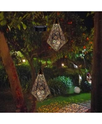 2-Pack Solar Hanging Lantern Lights Waterproof Garden Decor