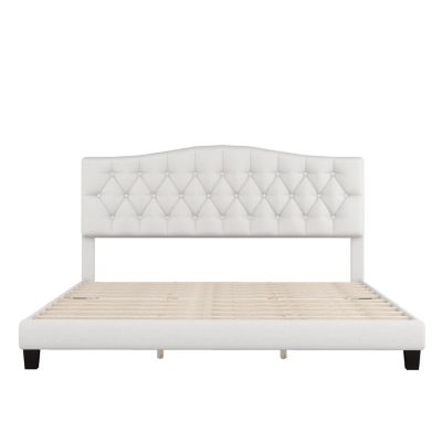 Streamdale Diamond Tufted Platform Bed with Curved Headboard, Queen