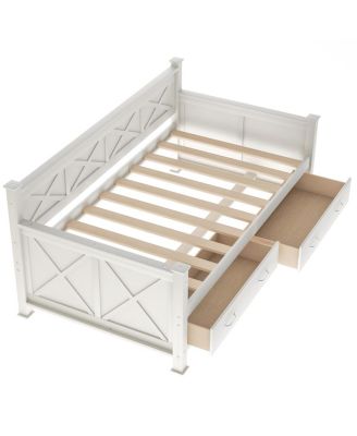 Twin Size Wooden Modern And Rustic Casual Style Daybed, Cream
