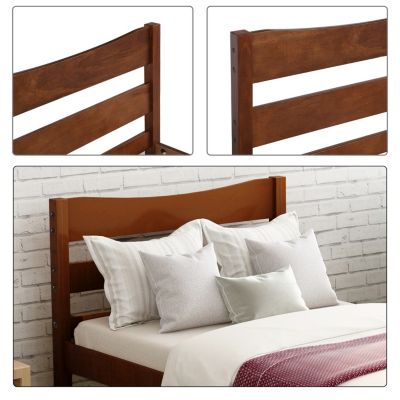 Streamdale Twin Size Wood Platform Bed With Headboard And Wooden Slat Support