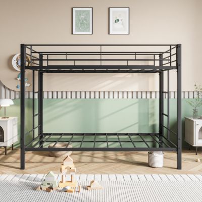  Heavy Duty Twin Over Twin Metal Bunk Bed with Shelf