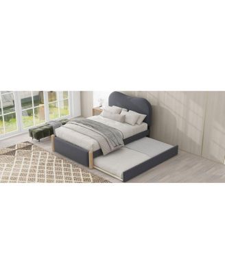 Twin Upholstered Platform Bed with Trundle