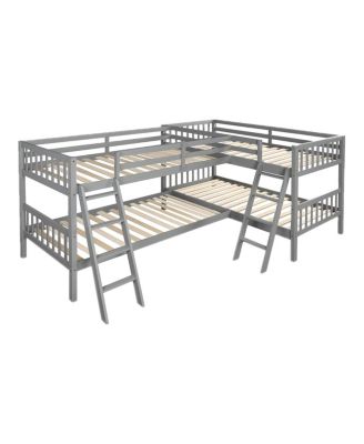 L-Shaped Bunk Bed With Ladder, Twin Size