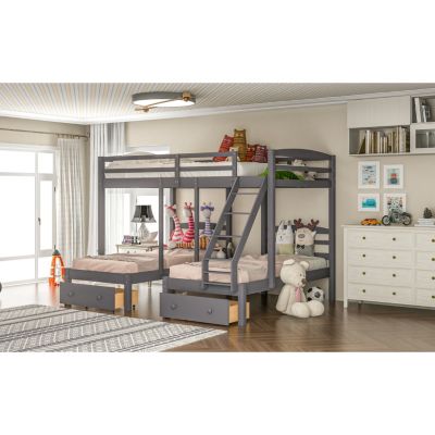 Streamdale Full Over Twin & Twin Bunk Bed, Triple Bunk Bed With Drawers